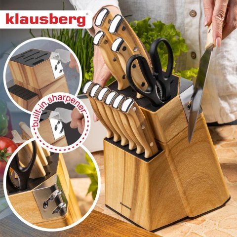 Zestaw noży kuchennych, 13 el., ostrzałka, klausberg kb-9038