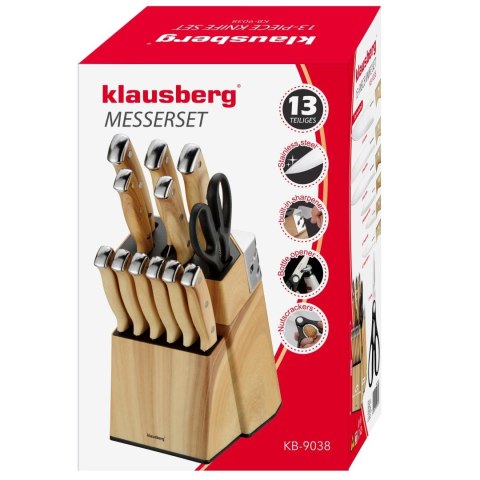 Zestaw noży kuchennych, 13 el., ostrzałka, klausberg kb-9038