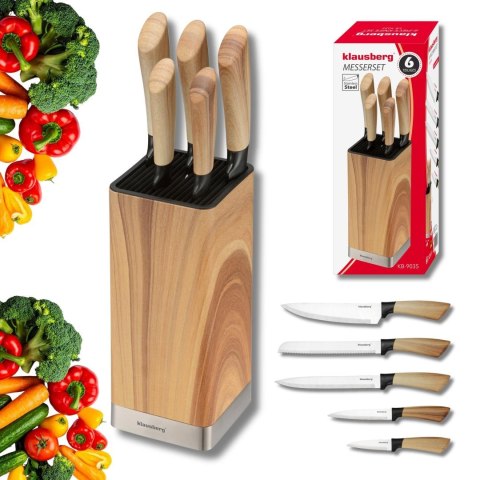 Zestaw noży kuchennych, 5 noży w bloku, klausberg kb-9035