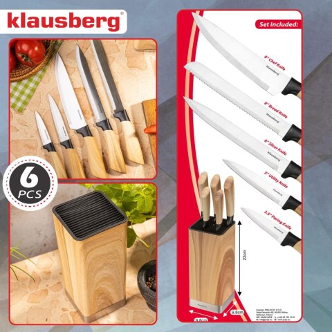 Zestaw noży kuchennych, 5 noży w bloku, klausberg kb-9035