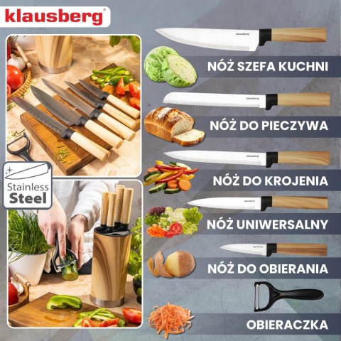 Zestaw noży kuchennych, 5 noży + obieraczka, klausberg kb-9036