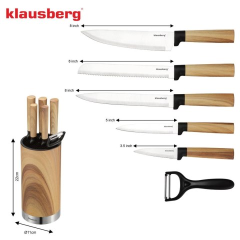 Zestaw noży kuchennych, 5 noży + obieraczka, klausberg kb-9036