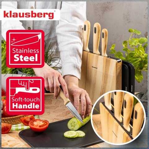 Zestaw noży kuchennych, 3 deski + stojak, klausberg kb-9037