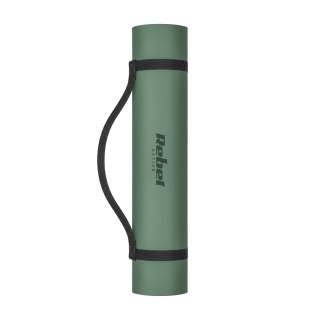 Mata gimnastyczna do ćwiczeń joga, pilates, fitness, 183x61cm, grubość 1cm, materiał TPE, zielona, REBEL ACTIVE