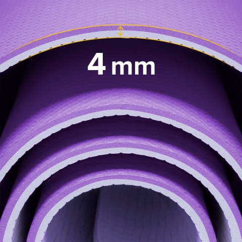 Mata gimnastyczna do ćwiczeń joga, pilates, fitness, 183x61cm, grubość 4mm, materiał TPE, fioletowa, REBEL ACTIVE