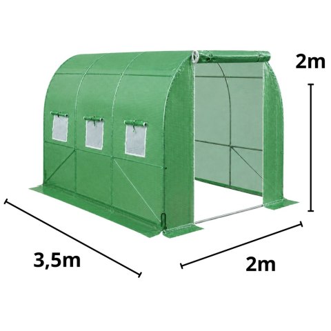 Tunel Ogrodowy Foliowy Szklarnia Na Warzywa Okna Zielony UV 3,5x2x2M 7M?