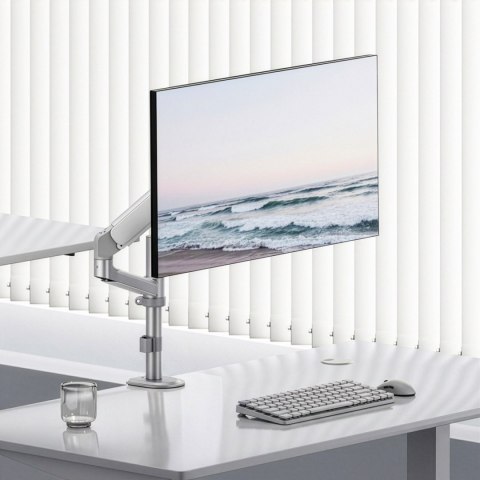Uchwyt / wieszak na monitor Ergo Office, sprężyna gazowa, 17"-32", 1-10kg, biały matt, max. VESA 100x100, ER-691 W