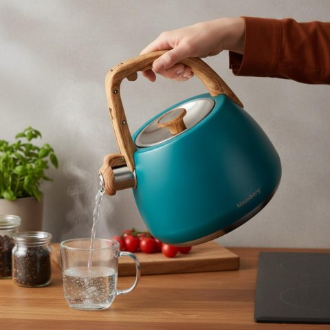 Czajnik z gwizdkiem, tradycyjny, 2,5l, turkusowy kolor, klausberg, kb-9040