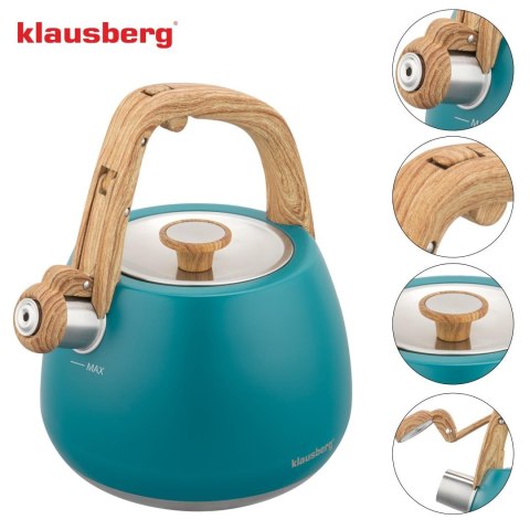 Czajnik z gwizdkiem, tradycyjny, 2,5l, turkusowy kolor, klausberg, kb-9040