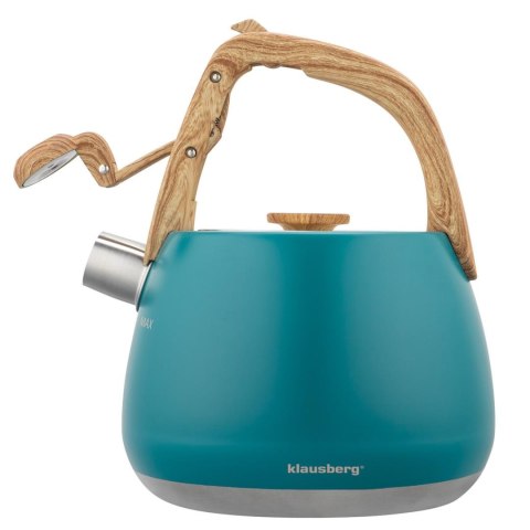 Czajnik z gwizdkiem, tradycyjny, 2,5l, turkusowy kolor, klausberg, kb-9040