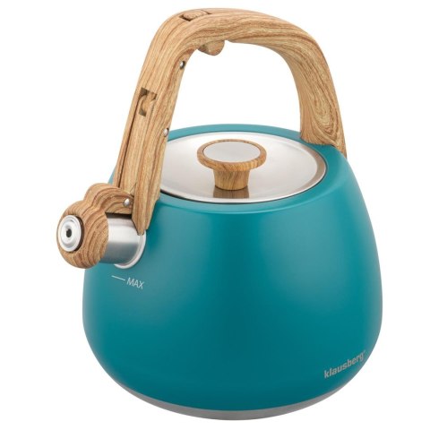 Czajnik z gwizdkiem, tradycyjny, 2,5l, turkusowy kolor, klausberg, kb-9040