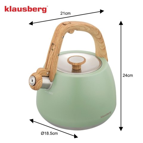 Czajnik z gwizdkiem, tradycyjny, 2,5l, zielony kolor, klausberg, kb-9039