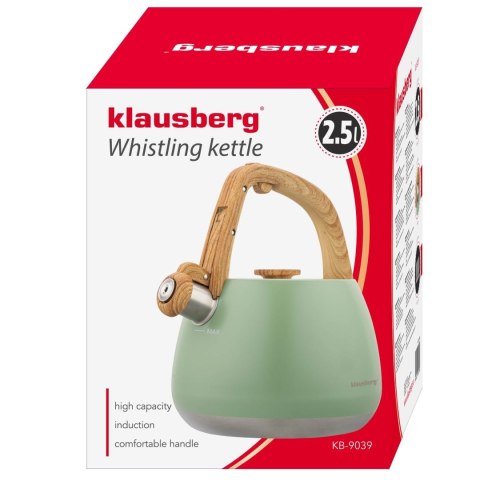 Czajnik z gwizdkiem, tradycyjny, 2,5l, zielony kolor, klausberg, kb-9039
