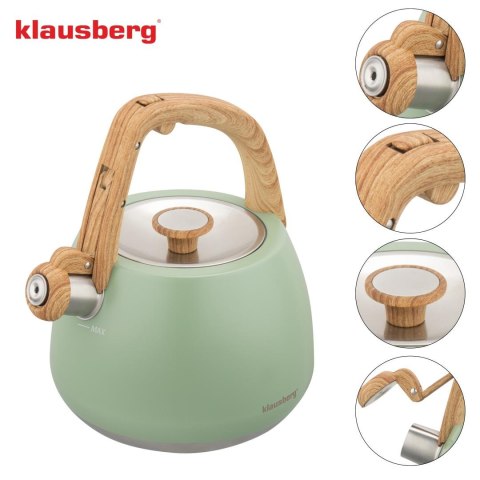 Czajnik z gwizdkiem, tradycyjny, 2,5l, zielony kolor, klausberg, kb-9039