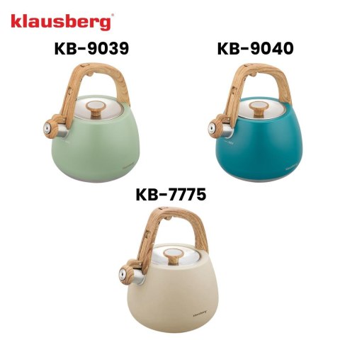 Czajnik z gwizdkiem, tradycyjny, 2,5l, zielony kolor, klausberg, kb-9039