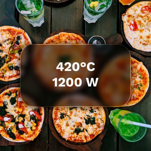 Piec do pizzy TEESA SUPREME FUN 1200W, 420 stopni, dwie grzałki, czarny