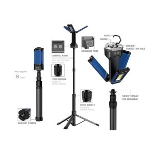 Lampa led składana wielofunkcyjna 4500lm, statyw, dwie barwy