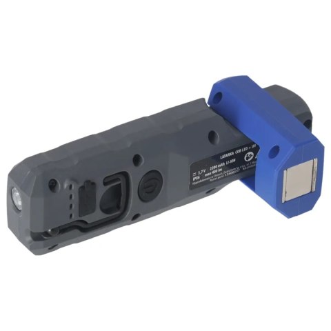 Latarka cob led + smd led + uv, 400lm, haczyk, magnes