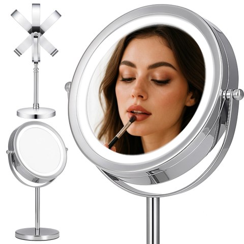 Lusterko kosmetyczne do makijażu podświetlane led lustro dwustronne stojące -u056