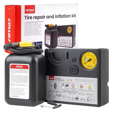 Zestaw naprawczy do opon z kompresorem 19mm 12v amio-04929