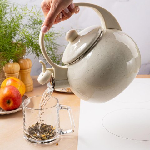 Czajnik emaliowany, z gwizdkiem, 2l, biały, kinghoff, kh-2040