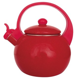 Czajnik emaliowany, z gwizdkiem, 2l, czerwony, kinghoff, kh-2080