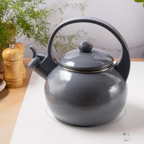 Czajnik emaliowany, z gwizdkiem, 2l, szary, kinghoff, kh-2079