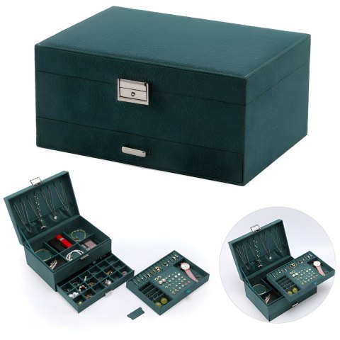 Szkatułka na biżuterię kuferek pudełko organizer elegancki na kolczyki box