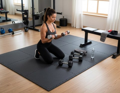Mata ochronna fitness czarna 18 elementów