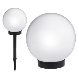 Solarna lampa wolnostojąca ogrodowa GreenBlue, kula 15x15x48cm, bialy LED, GB121