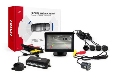 Zestaw czujników parkowania tft01 4,3" z kamerą hd-308-led 4 sensory czarne