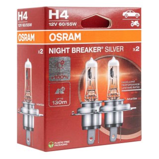 Żarówki halogenowe osram h4 12v night breaker silver +100%/ 2 szt/