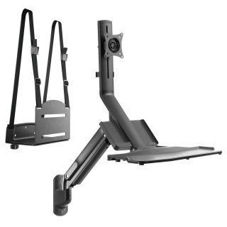 Biurowa stacja robocza do pracy siedząco-stojącej Maclean,z uchwytem na CPU, klawiature, monitor, 17"-32", 9 kg, MC-838
