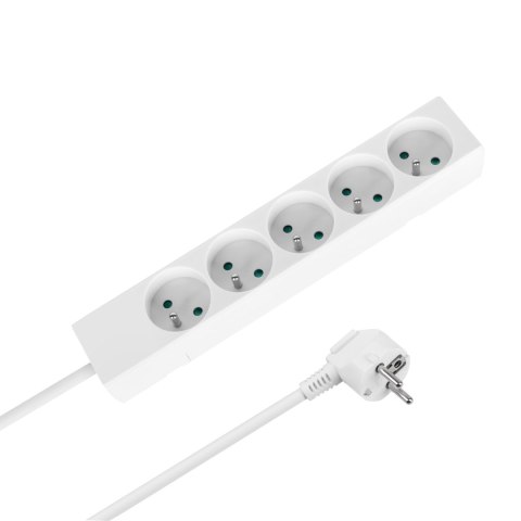 Przedłużacz 5 gniazd 5m typu francuskiego bez przełącznika (3x1,5mm) Rebel biały