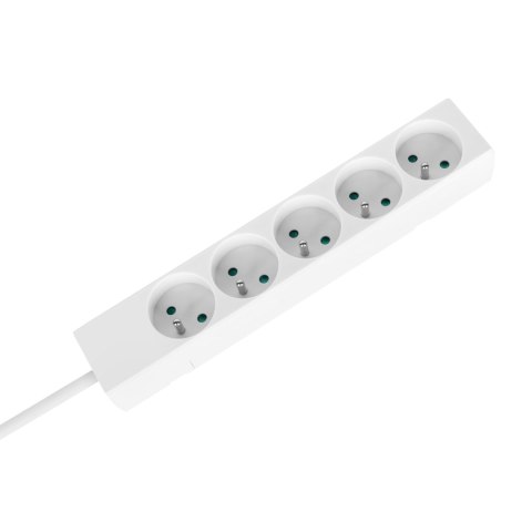 Przedłużacz 5 gniazd 5m typu francuskiego bez przełącznika (3x1,5mm) Rebel biały