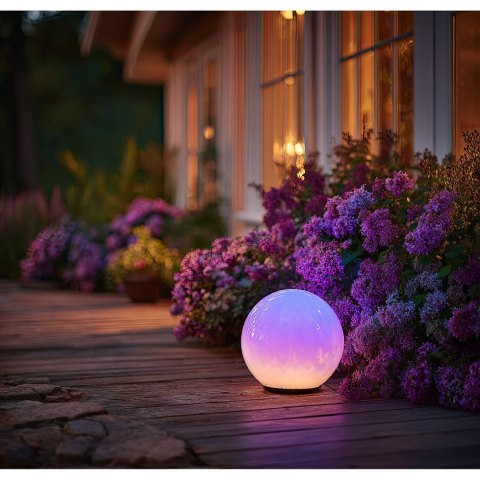 Solarna lampa wolnostojąca ogrodowa GreenBlue, kula, 15x15x48cm, kolorowy LED RGB, GB122