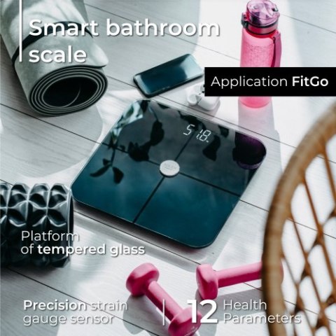 AD 8187 Black Waga łazienkowa analityczna smart - aplikacja fitgo