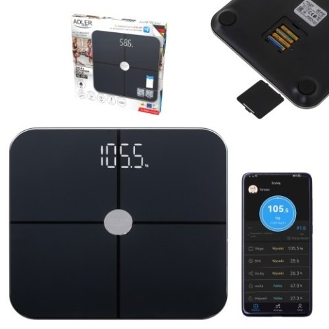AD 8187 Black Waga łazienkowa analityczna smart - aplikacja fitgo
