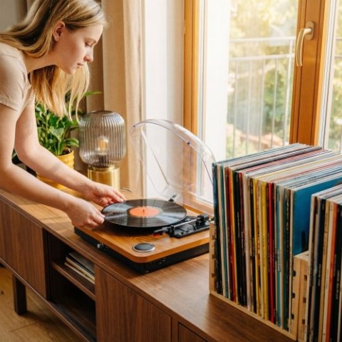 AD 1914 Wood Gramofon z usb i bluetooth