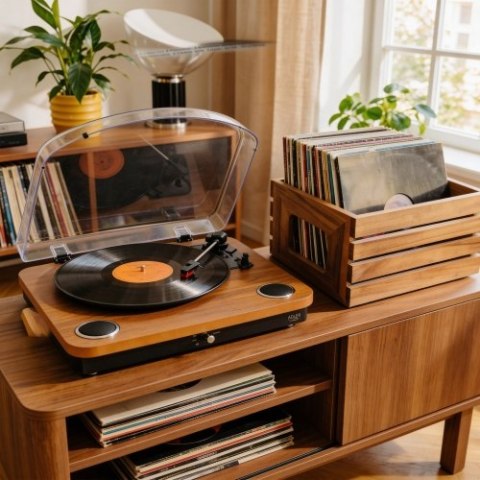 AD 1914 Wood Gramofon z usb i bluetooth