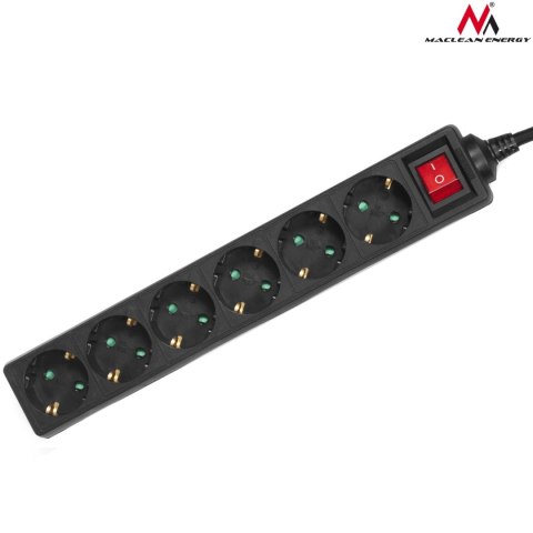 Listwa zasilająca Maclean, Przedłużacz 6 gniazd, Z wyłącznikiem, Typ niemiecki, 3500W, 5m, MCE195G