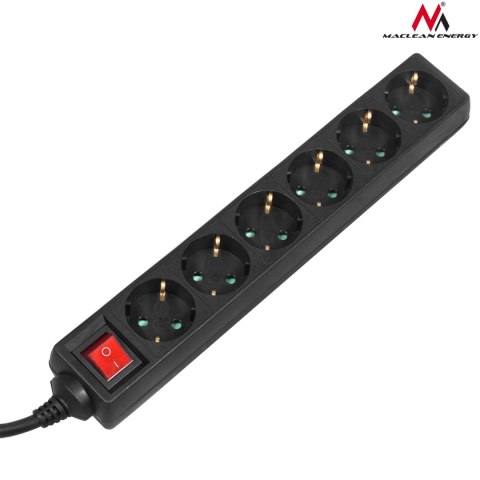 Listwa zasilająca Maclean, Przedłużacz 6 gniazd, Z wyłącznikiem, Typ niemiecki, 3500W, 5m, MCE195G