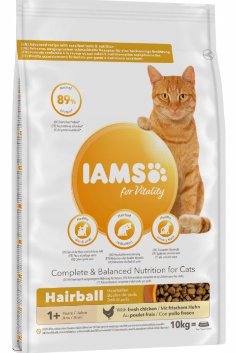 IAMS For Vitality Karma Sucha Dla Kotów Dorosłych Hairball Kurczak 10kg