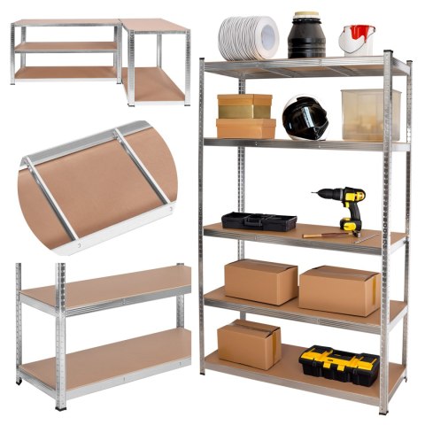 Regał stalowy magazynowy 200kg 5 poziomów 205x120x45 cm ocynkowany