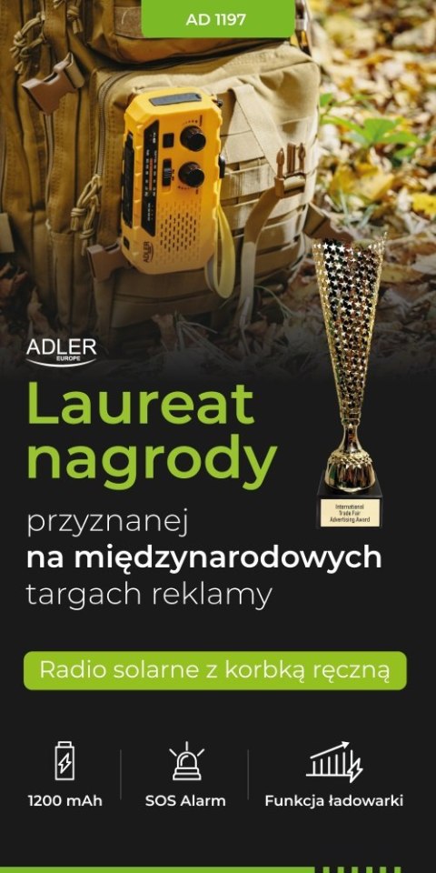 AD 1197 Radio solarne z korbką ręczną