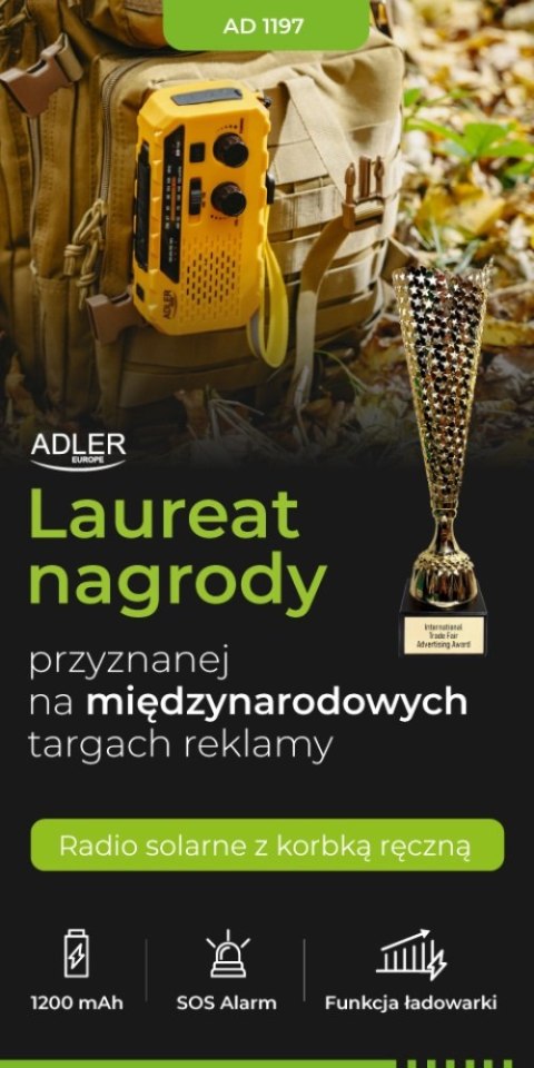 AD 1197 Radio solarne z korbką ręczną