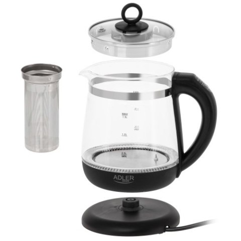 AD 1299 black Czajnik szklany 1,5 l z zaparzaczem i regulacją temperatury | 1,5 l | led | 60100°c |