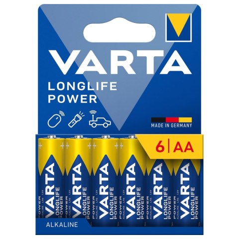 6x bateria R-06 R06 AA LR06 1,5V VARTA Longlife Power alkaiczna