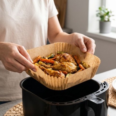 AD 6733 Papierowe wkłady do frytkownicy powietrznej | 100 szt. | 23 cm | do 240°c | biodegradowalne
