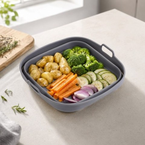 AD 6735 Tacka silikonowa do frytkownicy powietrznej | kwadratowa | 19,7 cm | wielokrotnego użytku | silikon spożywczy bpa free